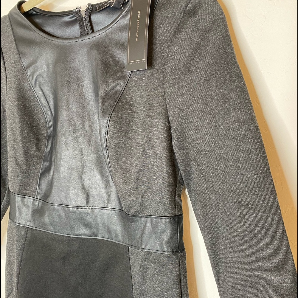 Bcbgmaxazria paneled sheath dress faux leather NWT - Picture 6 of 8